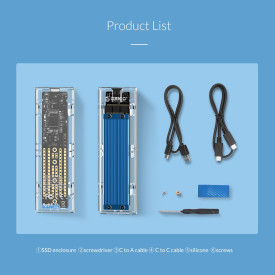Външна кутия за диск Orico Storage - Case - M.2 NVMe M key - USB3.1 Type-C - TCM2-C3-BK