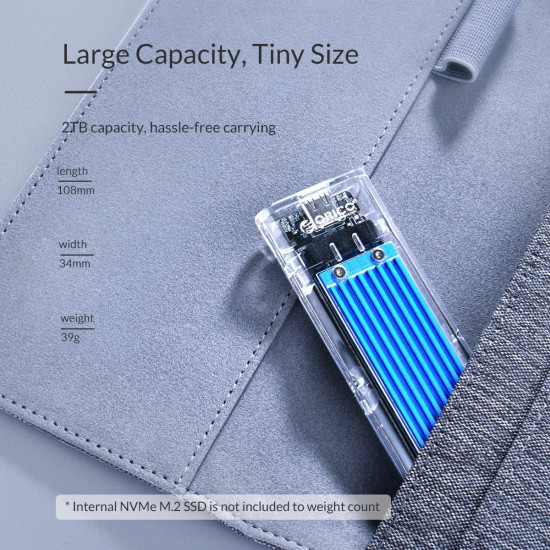 Външна кутия за диск Orico Storage - Case - M.2 NVMe M key - USB3.1 Type-C - TCM2-C3-BK