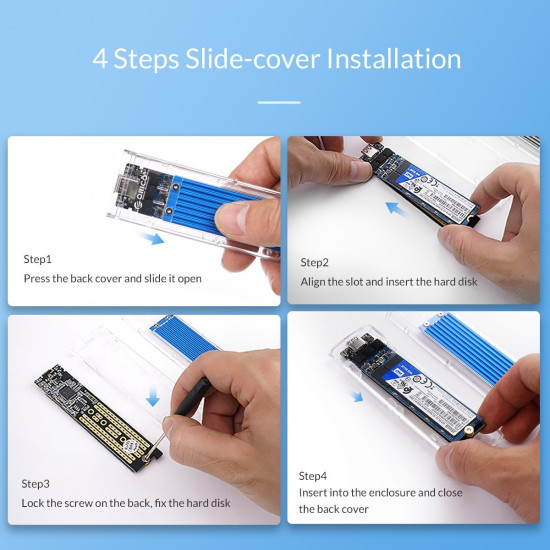 Външна кутия за диск Orico Storage - Case - M.2 NVMe M key - USB3.1 Type-C - TCM2-C3-BK