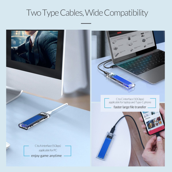 Външна кутия за диск Orico Storage - Case - M.2 NVMe M key - USB3.1 Type-C - TCM2-C3-BK