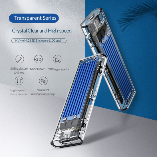 Външна кутия за диск Orico Storage - Case - M.2 NVMe M key - USB3.1 Type-C - TCM2-C3-BK