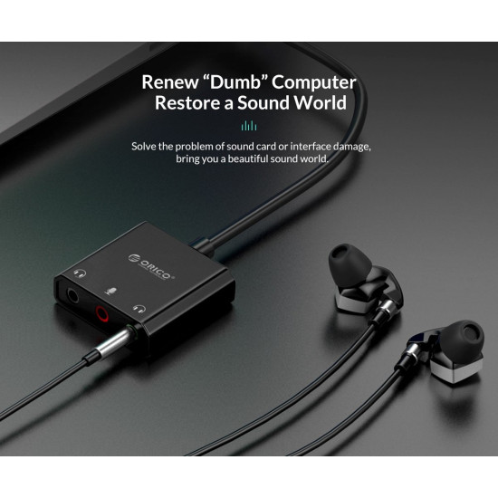 Външна звукова карта Orico USB Sound card - Headphones, Mic, 4 PIN headset, Black - SKT3-BK
