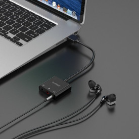 Външна звукова карта Orico USB Sound card - Headphones, Mic, 4 PIN headset, Black - SKT3-BK