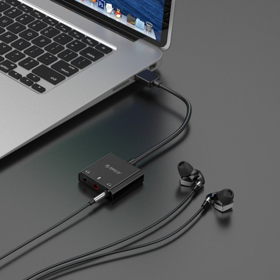 Външна звукова карта Orico USB Sound card - Headphones, Mic, 4 PIN headset, Black - SKT3-BK