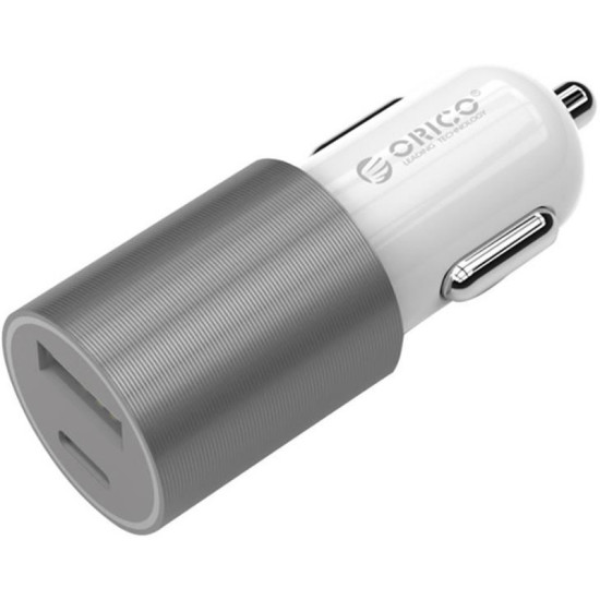 Зарядно Orico Charger Car 12V-24V - TYPE C + USB silver - UCF-2U