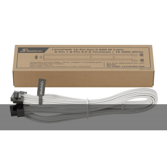 Модулен кабел Seasonic Modding Cable 600W White - PCIe 5.0 12VHPWR - SS-2X8P-12VHPWR-600