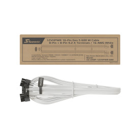 Модулен кабел Seasonic Modding Cable 600W White - PCIe 5.0 12VHPWR - SS-2X8P-12VHPWR-600