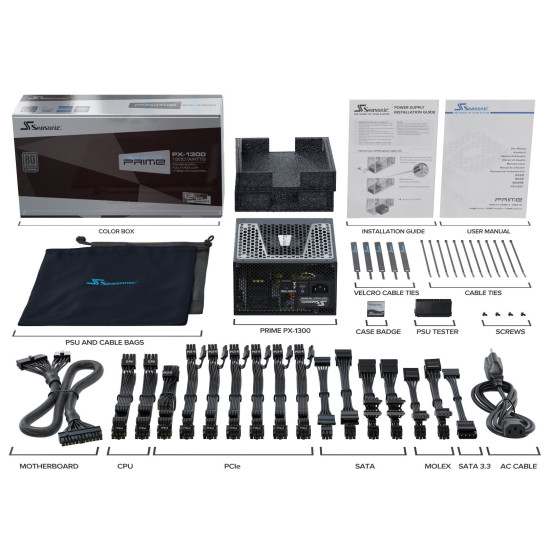 Захранване Seasonic PRIME PX-1300, 1300W, Platinum, Full Modular, SSR-1300PD