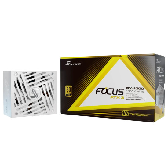 Захранване Seasonic PSU ATX 3.1 1000W Gold, Full Modular, PCIe 5.1 - FOCUS-GX-1000-V4-WHITE