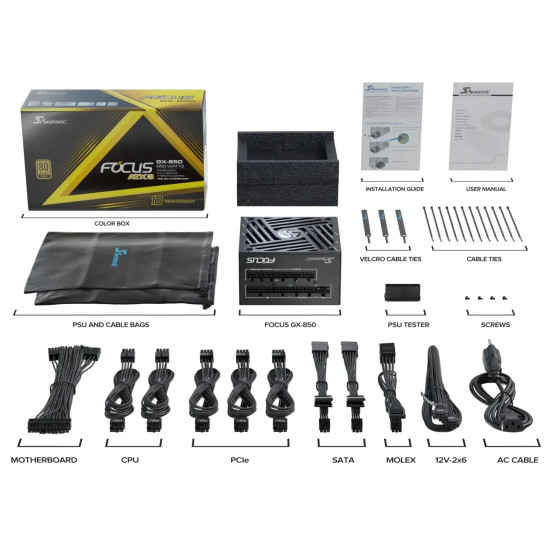 Захранване Seasonic PSU ATX 3.1 850W Gold, FOCUS GX-850 V4