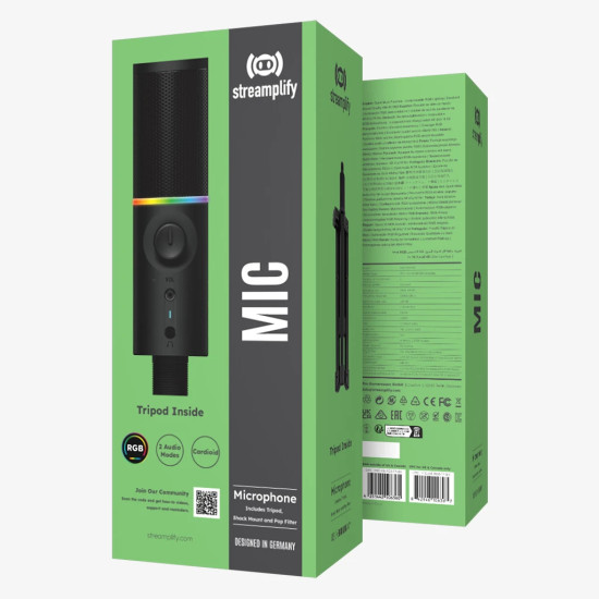 Микрофон Streamplify Streaming Microphone With Tripod RGB - MIC TRIPOD - SPMC-MZ1C127.11