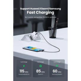 Ugreen кабел USB 2.0 Type-C M/M US535, 240W, 5A, 2m - 90440
