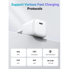 Зарядно Ugreen Charger Wall GaN 30W CD319 White - 15326