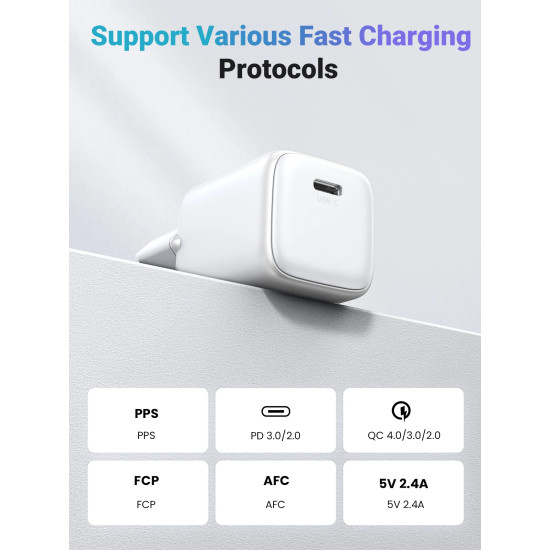 Зарядно Ugreen Charger Wall GaN 30W CD319 White - 15326