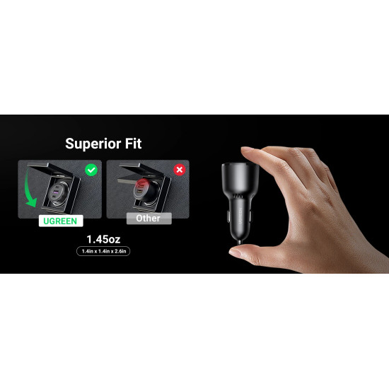 Зарядно Ugreen Fast Charger Car - 2 x Type-C, 1 x USB-A QC3.0, Power Distribution 69W CD239 - 20467
