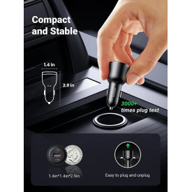 Зарядно Ugreen Fast Charger Car - 2 x Type-C, 1 x USB-A QC3.0, Power Distribution 69W CD239 - 20467