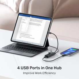 USB хъб Unitek USB-C 4 port - 4 x USB3.0 Black - Y-3089Z01