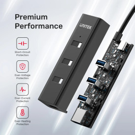 USB хъб Unitek USB-C 4 port - 4 x USB3.0 Black - Y-3089Z01