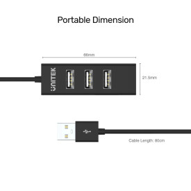 USB хъб Unitek 2.0 HUB 4 port - Y-2140