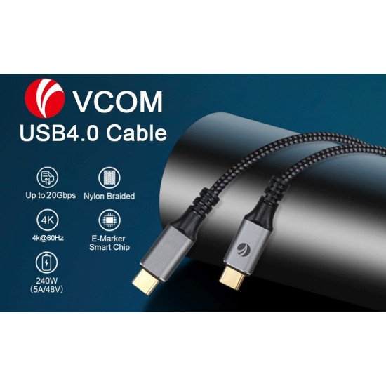 USB кабел VCom USB4.0 Type-C/Type-C 20Gbps, 240W - CU521M-2m