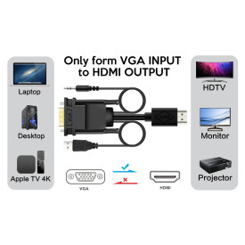 Кабел VCom VGA M / HDMI M - CG493A-1.8m