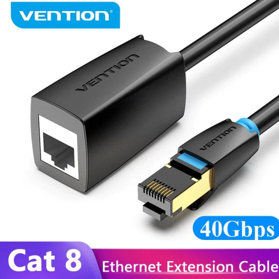 Удължителен кабел за мрежа Vention Cat.8 SSTP Extension Patch Cable 0.5M Black 40Gbps - IKHBD
