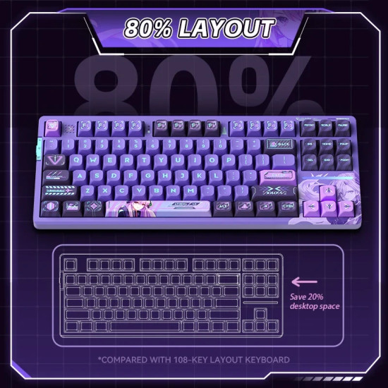 Безжична клавиатура VGN Wireless Gaming Mechanical Keyboard - V87 Jelly Orange - Dynamic Silver Switches [Linear]