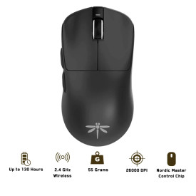 Безжична мишка VGN Wireless Gaming Mouse F1 PRO MAX DRAGONFLY - 1K (4K compatible), Kailh Black Gold Mamba Switches, White