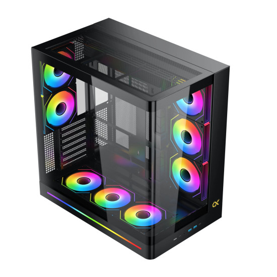Кутия за компютър Xigmatek Case E-ATX - PANO II AIR - 8 ARGB Fans