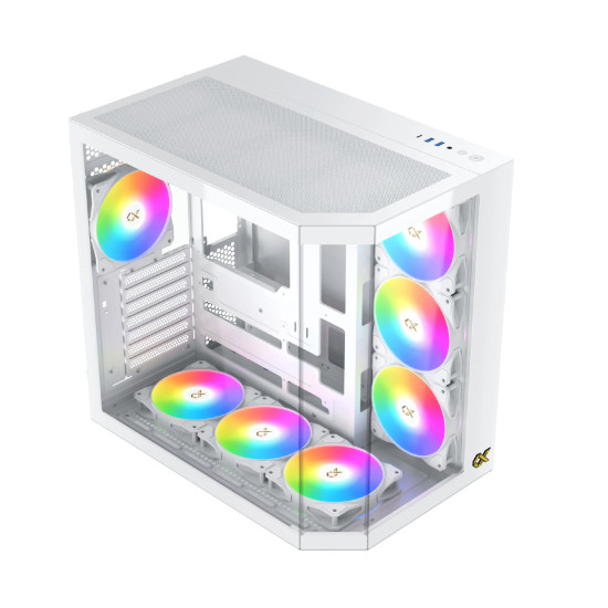 Кутия за компютър Xigmatek Cubi II Arctic - 7 ARGB Fans, White
