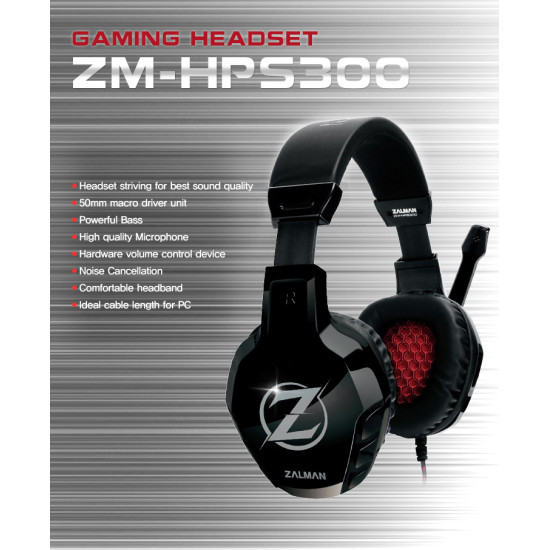 Слушалки Zalman Headphones with mic Gaming ZM-HPS300