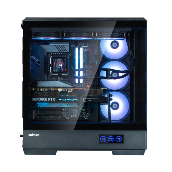 Кутия за компютър Zalman Case ATX - P50 DS Black - Digital Display, Addressable RGB