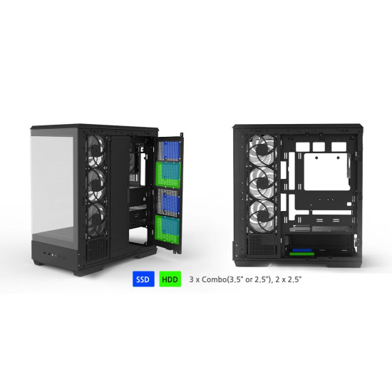 Кутия за компютър Zalman Case ATX - P50 DS Black - Digital Display, Addressable RGB