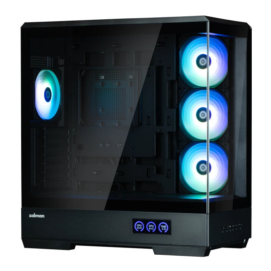 Кутия за компютър Zalman Case ATX - P50 DS Black - Digital Display, Addressable RGB