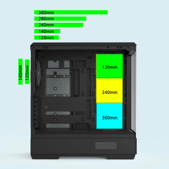 Кутия за компютър Zalman Case ATX - P50 DS Black - Digital Display, Addressable RGB