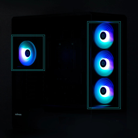 Кутия за компютър Zalman Case ATX - P50 DS Black - Digital Display, Addressable RGB