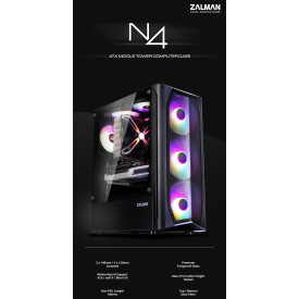 Кутия за компютър Zalman Case ATX - N4 - RGB, Tempered Glass