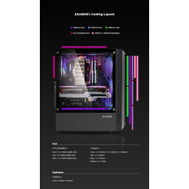Кутия за компютър Zalman Case ATX - N4 - RGB, Tempered Glass