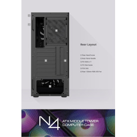Кутия за компютър Zalman Case ATX - N4 - RGB, Tempered Glass