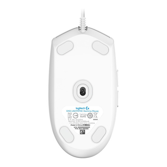 Мишка Logitech G102 Lightsync, Бяла