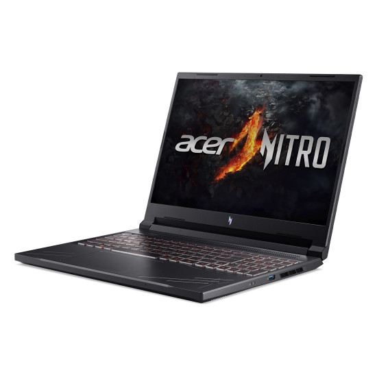 Лаптоп Acer Nitro 16 ANV16-41-R3NF, AMD Ryzen 5 8645HS, 16 инча, WQXGA (1920x1600) IPS, 165Hz, 16GB DDR5, 512GB SSD, RTX 3050 6GB GDDR6, Wi-Fi, BT, Black