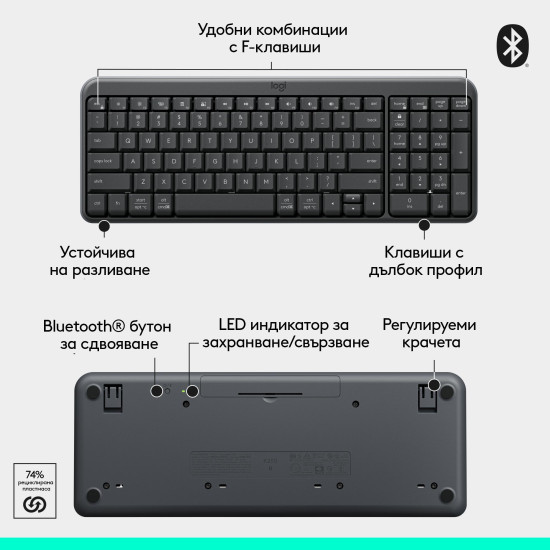 Комплект клавиатура и мишка Logitech MK250 Graphite, BG Layout