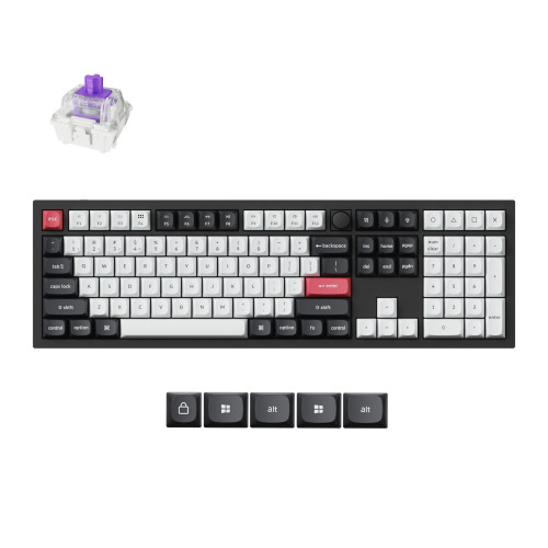 Безжична клавиатура Keychron Q6 HE QMK Gateron Double-Rail Magnetic суичове, Carbon Black, RGB