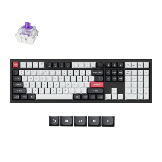 Безжична клавиатура Keychron Q6 HE QMK Gateron Double-Rail Magnetic суичове, Carbon Black, RGB