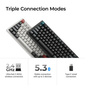 Безжична клавиатура Keychron Q6 Ultra 8K, Black, Silk POM Brown Switch