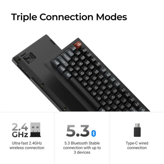 Безжична клавиатура Keychron V1 Ultra 8K, Silk POM Red Switch