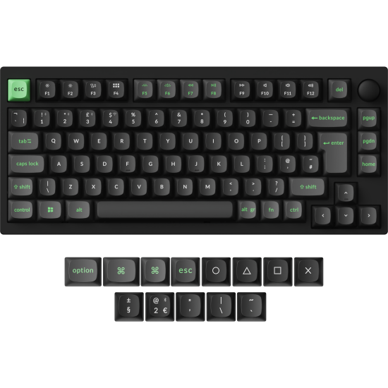 Безжична клавиатура Lemokey P1 HE QMK 75% Black, HE Magnetic Switch, UK Layout, RGB, Bluetooth, Black