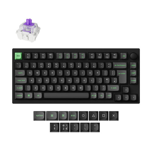 Безжична клавиатура Lemokey P1 HE QMK 75% Black, HE Magnetic Switch, UK Layout, RGB, Bluetooth, Black