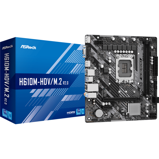 Дънна платка ASRock H610M-HDV/M.2 R 2.0, LGA1700, DDR4, mATX