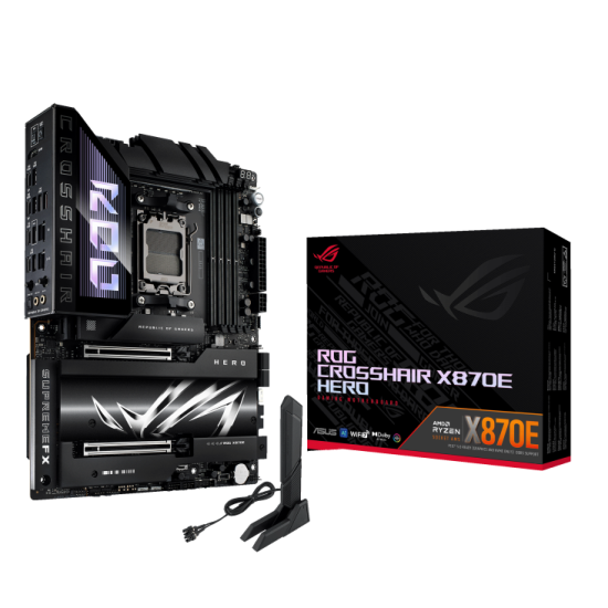 Дънна платка ASUS ROG CROSSHAIR X870E-E HERO WIFI, ATX, AM5, DDR5, PCIe 5.0